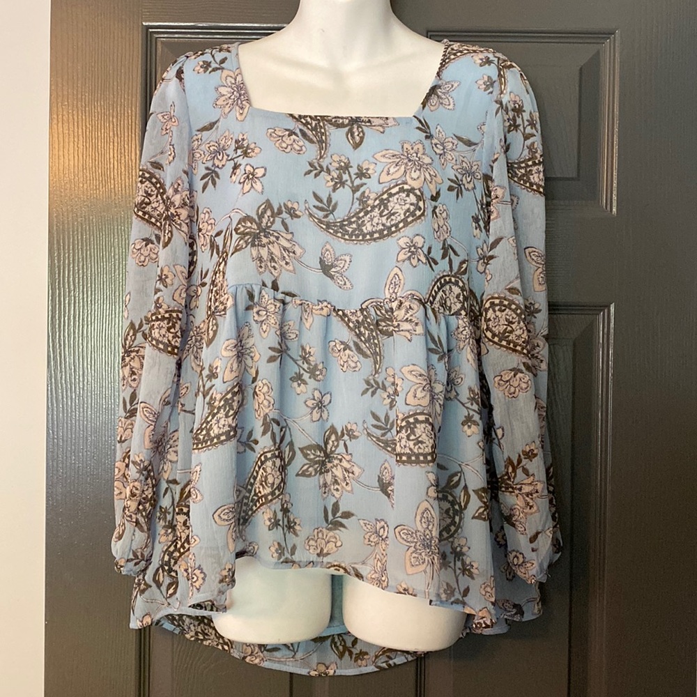 American Eagle Flowy Semi-Sheer Blouse